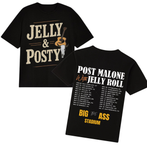 Post Malone Jelly Roll Big Ass Stadium Tour 2025 T-Shirt For Men - Image 2